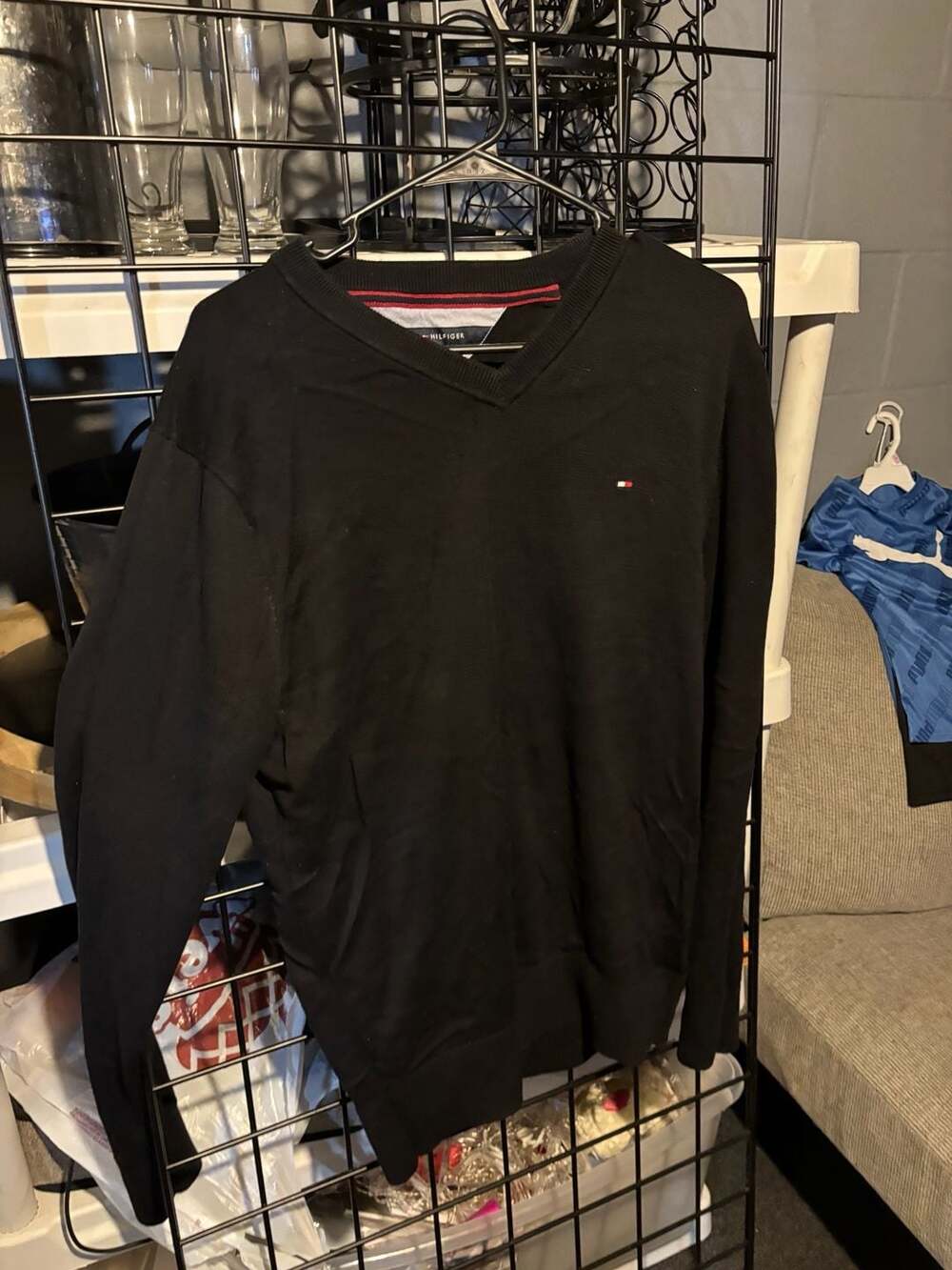 Tommy Hilfiger Pima Cotton V-Neck Sweater Black Size XL